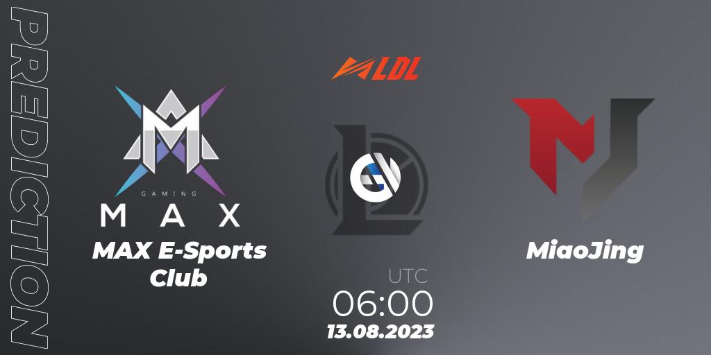 MAX E-Sports Club - MiaoJing: прогноз. 13.08.2023 at 09:00, LoL, LDL 2023 - Playoffs