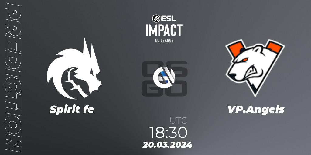Spirit fe - VP.Angels: прогноз. 20.03.24, CS2 (CS:GO), ESL Impact League Season 5: Europe