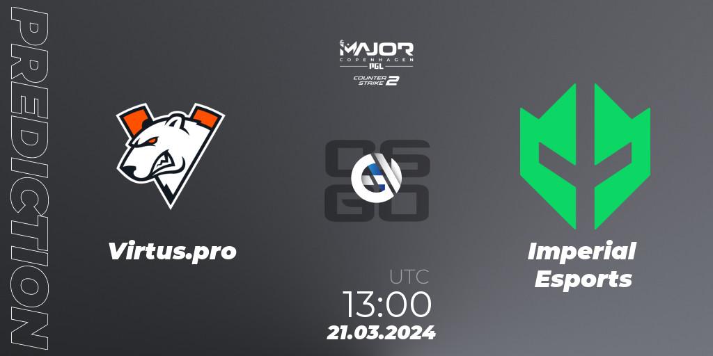 Virtus.pro - Imperial Esports: прогноз. 21.03.2024 at 13:00, Counter-Strike (CS2), PGL CS2 Major Copenhagen 2024