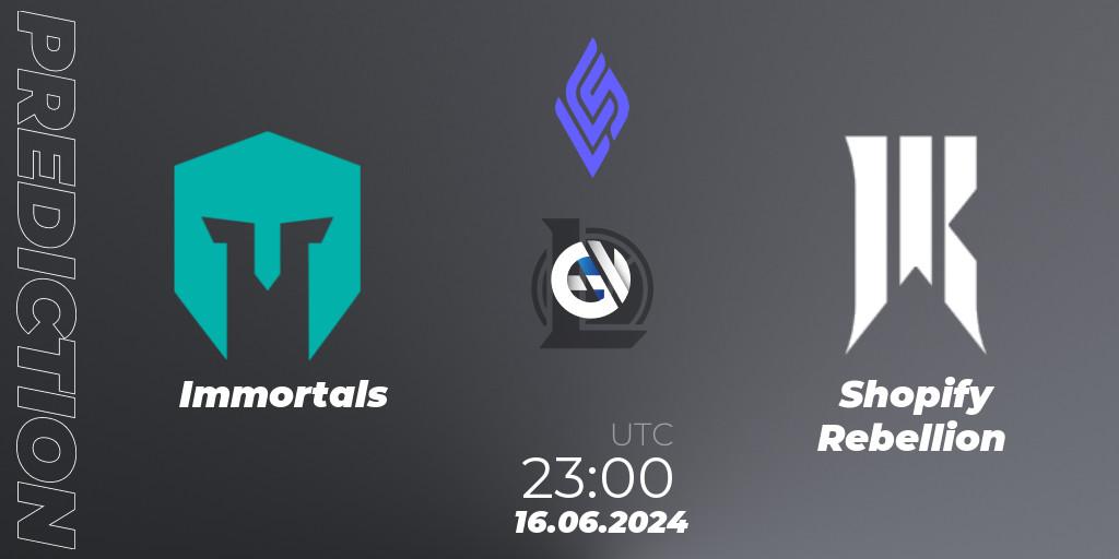 Immortals - Shopify Rebellion: прогноз. 16.06.2024 at 23:00, LoL, LCS Summer 2024 - Group Stage
