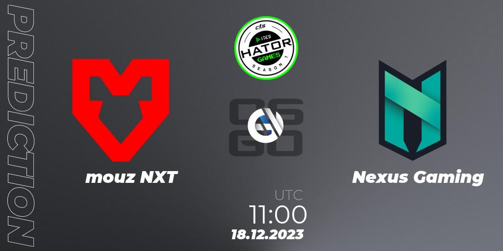 mouz NXT - Nexus Gaming: прогноз. 18.12.2023 at 15:30, Counter-Strike (CS2), HATOR Games #1