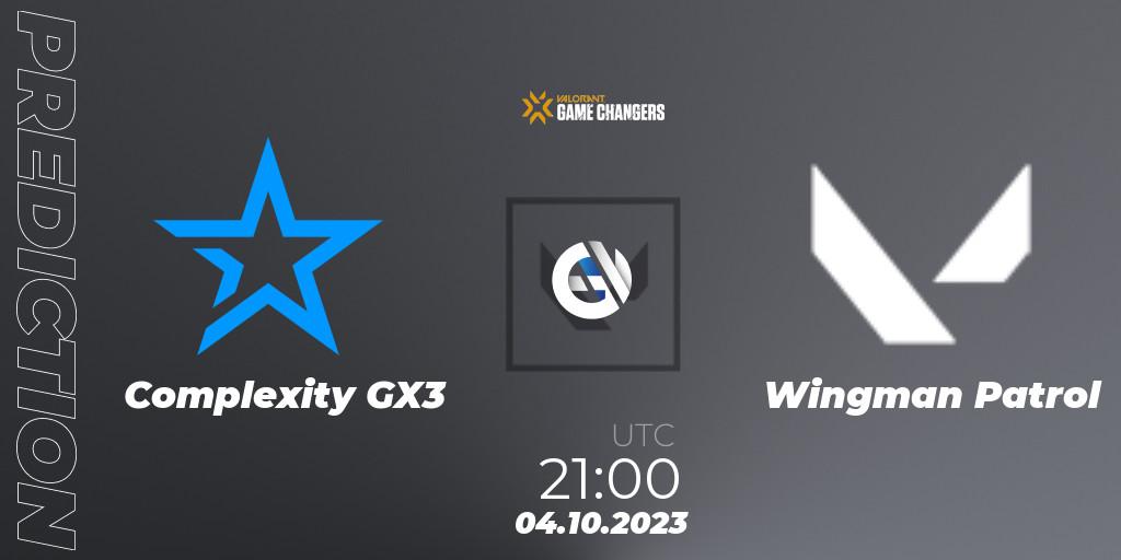 Complexity GX3 - Wingman Patrol: прогноз. 04.10.2023 at 21:00, VALORANT, VCT 2023: Game Changers North America Series S3