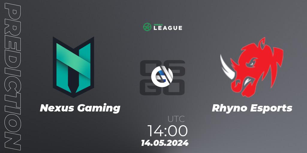 Nexus Gaming - Rhyno Esports: прогноз. 14.05.2024 at 14:00, Counter-Strike (CS2), ESEA Season 49: Advanced Division - Europe