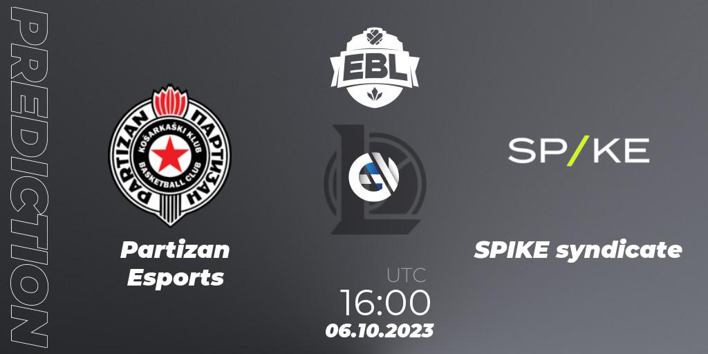 Partizan Esports - SPIKE syndicate: прогноз. 06.10.2023 at 16:00, LoL, Esports Balkan League Pro-Am 2023