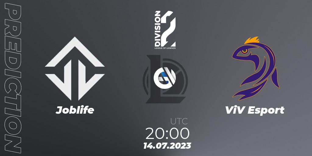 Joblife - ViV Esport: прогноз. 14.07.2023 at 20:00, LoL, LFL Division 2 Summer 2023 - Group Stage