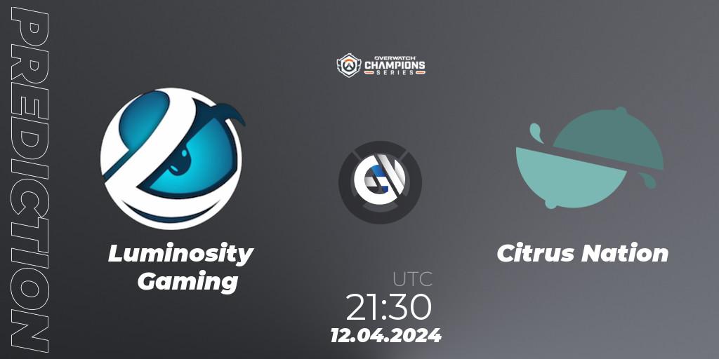 Luminosity Gaming - Citrus Nation: прогноз. 12.04.2024 at 21:30, Overwatch, Overwatch Champions Series 2024 - North America Stage 2 Group Stage