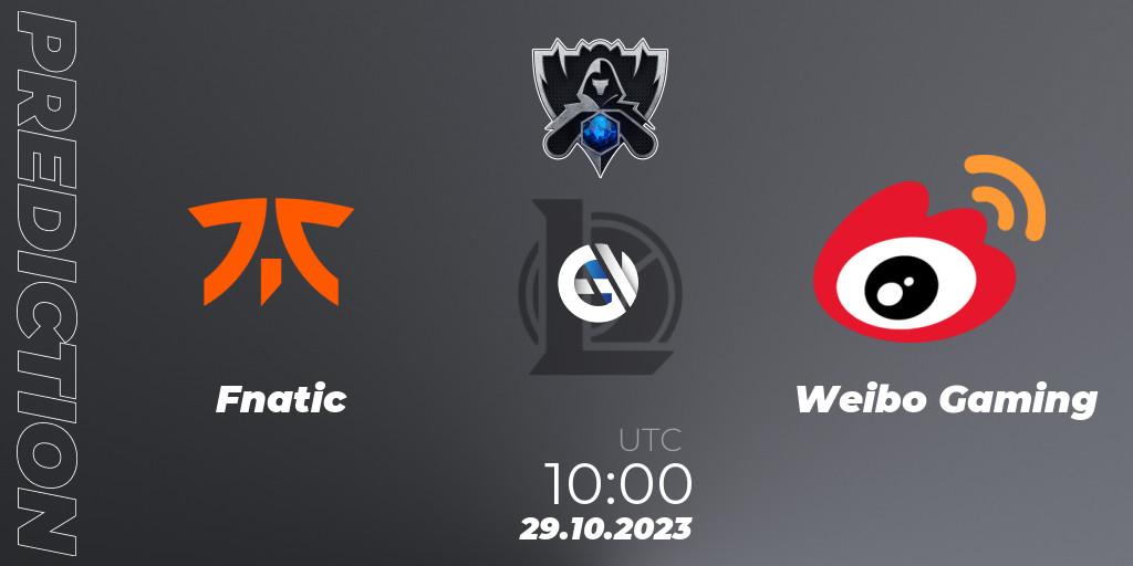 Fnatic - Weibo Gaming: прогноз. 29.10.23, LoL, Worlds 2023 LoL - Group Stage