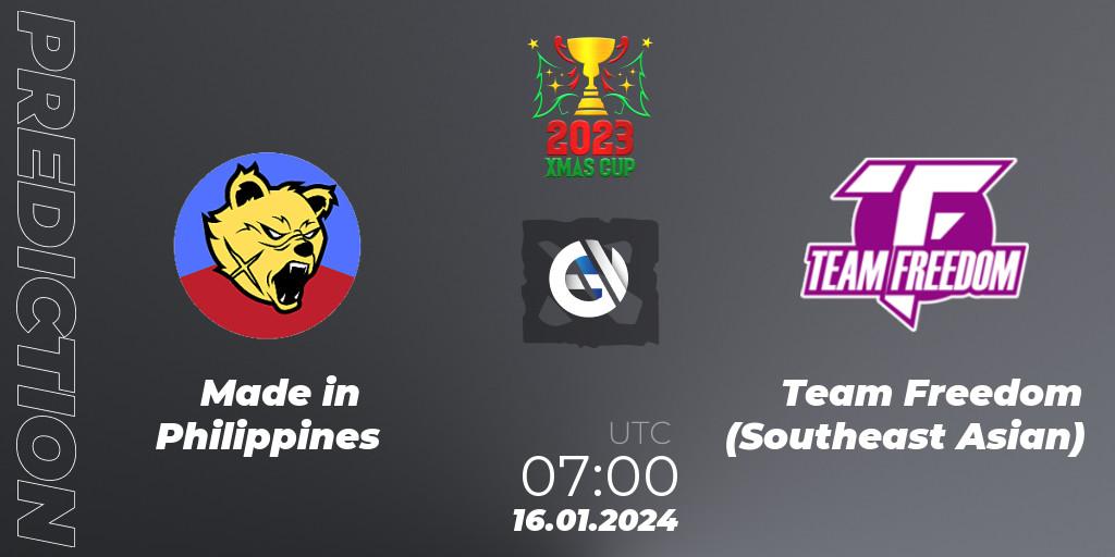 Made in Philippines - Team Freedom (Southeast Asian): прогноз. 16.01.2024 at 07:15, Dota 2, Xmas Cup 2023