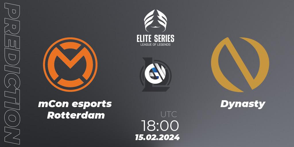 mCon esports Rotterdam - Dynasty: прогноз. 15.02.2024 at 18:00, LoL, Elite Series Spring 2024