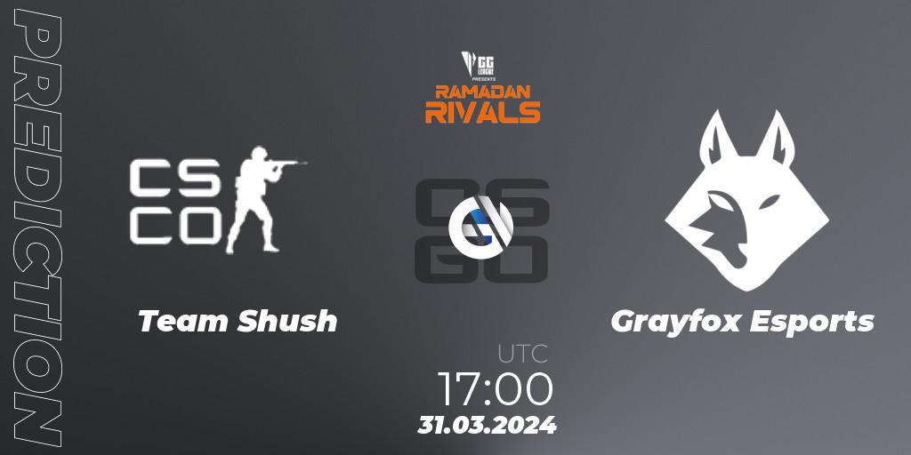 Team Shush - Grayfox Esports: прогноз. 31.03.24, CS2 (CS:GO), GG League Ramadan Rivals 2024: Open Qualifier #3
