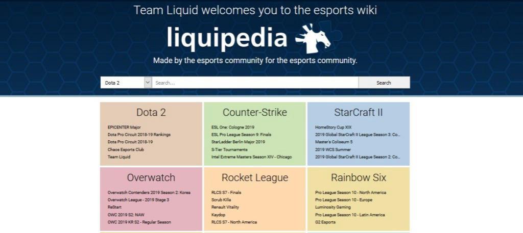 Сайт liquipedia.net – навигатор в мире киберспорта