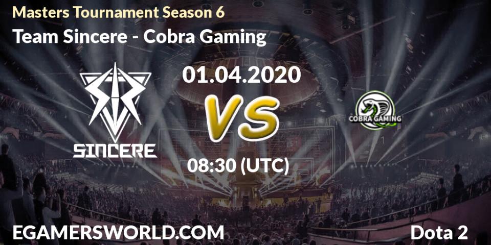 Team Sincere - Cobra Gaming: прогноз. 01.04.20, Dota 2, Masters Tournament Season 6