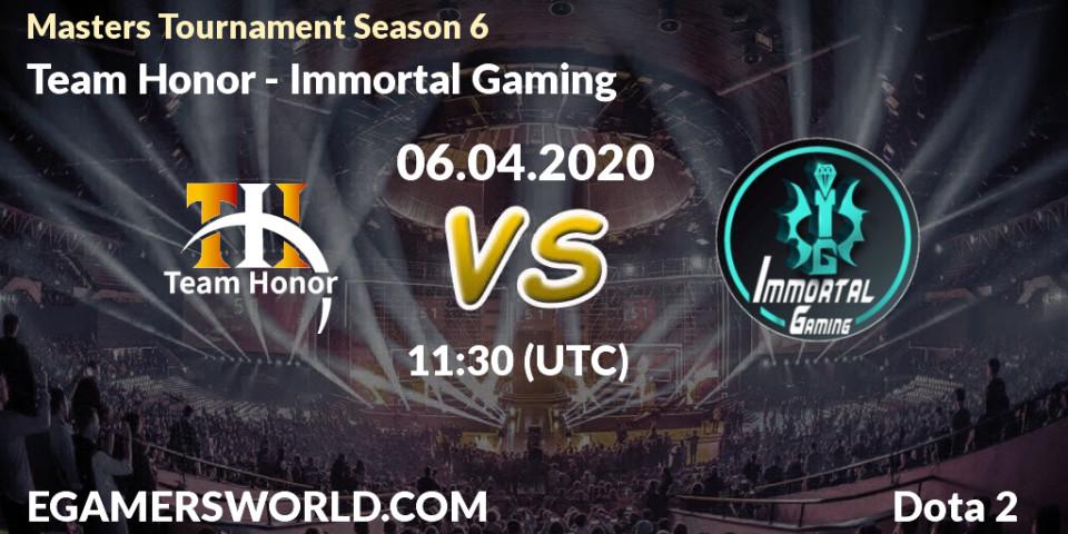 Team Honor - Immortal Gaming: прогноз. 07.04.20, Dota 2, Masters Tournament Season 6