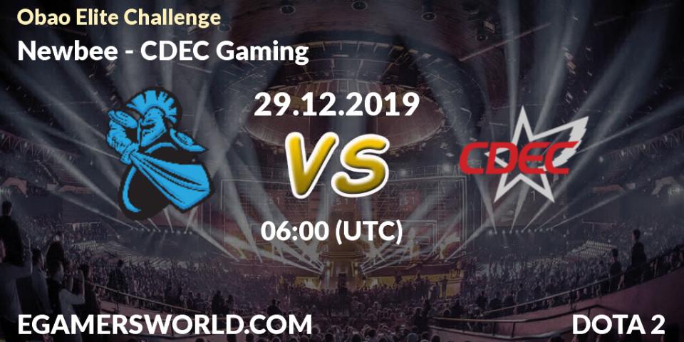 Newbee - CDEC Gaming: прогноз. 29.12.19, Dota 2, Obao Elite Challenge