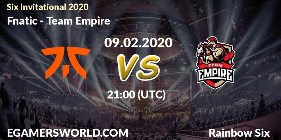 Fnatic - Team Empire: прогноз. 09.02.20, Rainbow Six, Six Invitational 2020