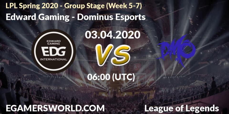 Edward Gaming - Dominus Esports: прогноз. 03.04.20, LoL, LPL Spring 2020 - Group Stage (Week 5-7)