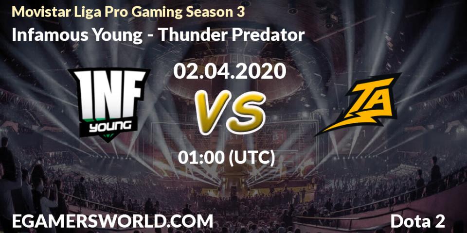 Infamous Young - Thunder Predator: прогноз. 02.04.20, Dota 2, Movistar Liga Pro Gaming Season 3
