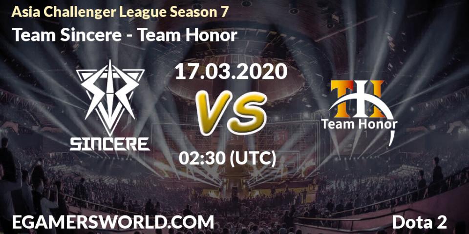 Team Sincere - Team Honor: прогноз. 17.03.20, Dota 2, Asia Challenger League Season 7