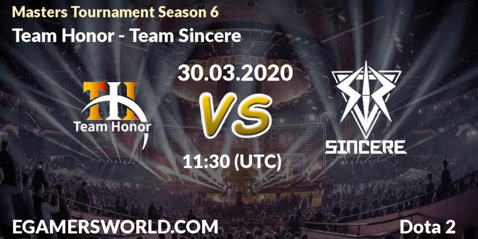 Team Honor - Team Sincere: прогноз. 30.03.20, Dota 2, Masters Tournament Season 6