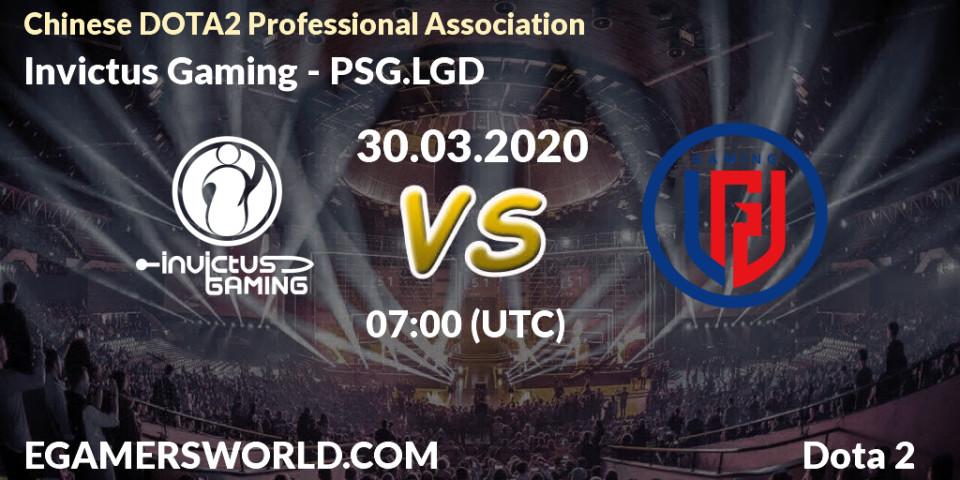 Invictus Gaming - PSG.LGD: прогноз. 30.03.20, Dota 2, CDA League Season 1