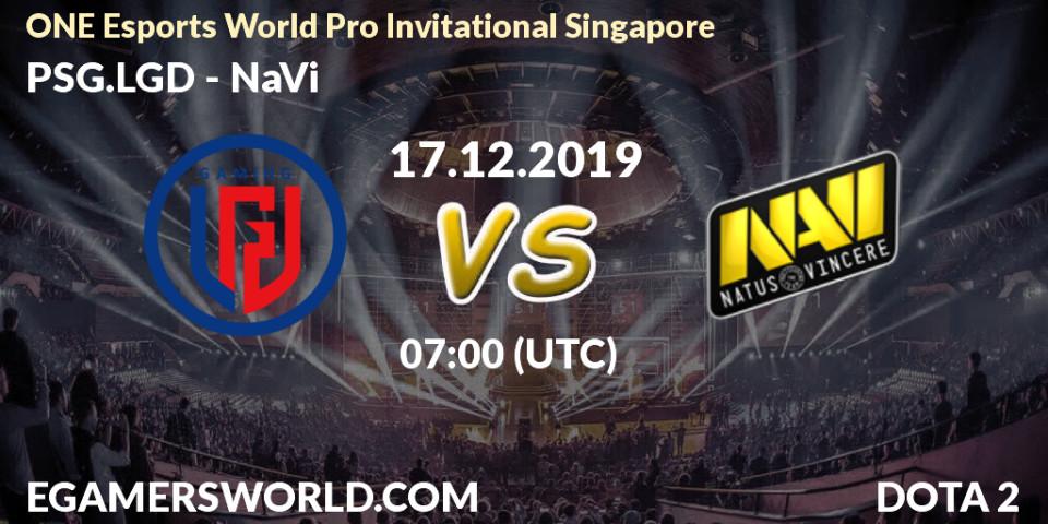 PSG.LGD - NaVi: прогноз. 17.12.19, Dota 2, ONE Esports World Pro Invitational Singapore