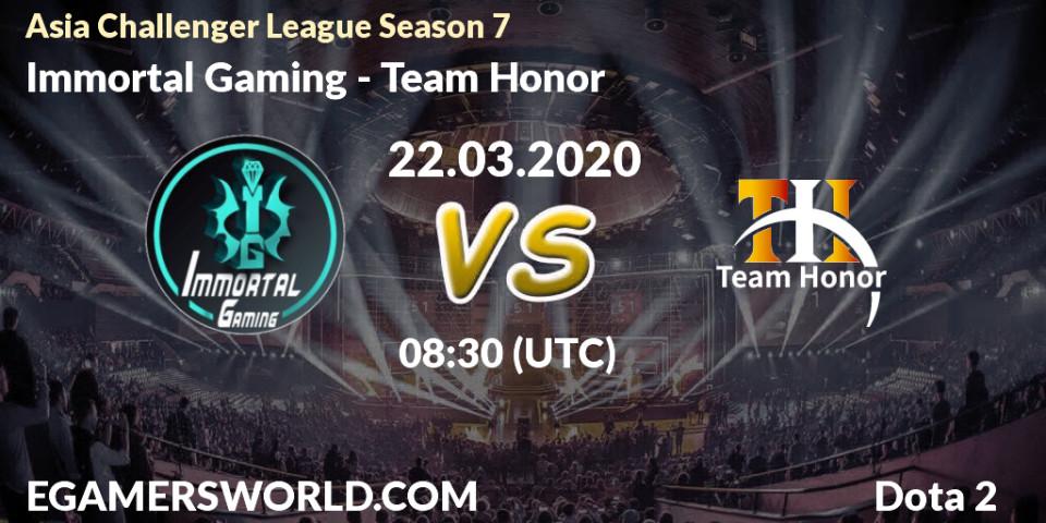Immortal Gaming - Team Honor: прогноз. 22.03.20, Dota 2, Asia Challenger League Season 7