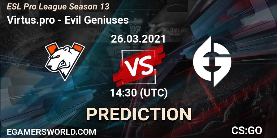 Virtus.pro - Evil Geniuses: прогноз. 26.03.21, CS2 (CS:GO), ESL Pro League Season 13