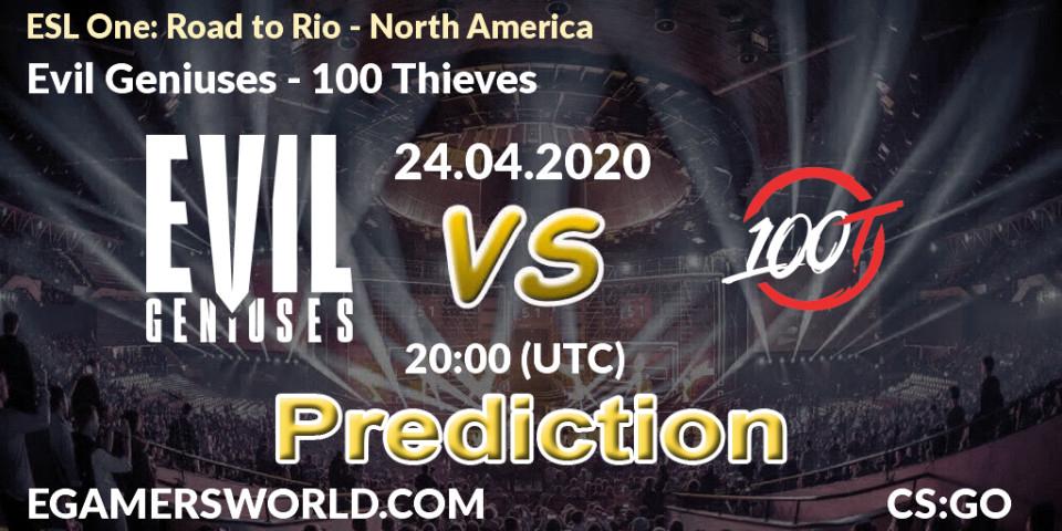 Evil Geniuses - 100 Thieves: прогноз. 24.04.20, CS2 (CS:GO), ESL One: Road to Rio - North America