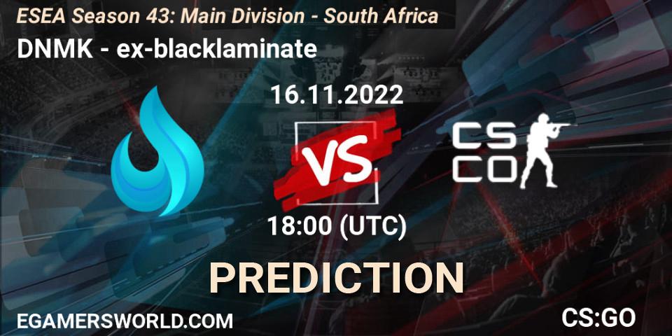 DNMK - ex-blacklaminate: прогноз. 29.11.22, CS2 (CS:GO), ESEA Season 43: Main Division - South Africa