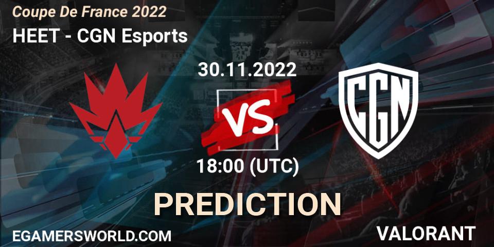 HEET - CGN Esports: прогноз. 30.11.22, VALORANT, Coupe De France 2022