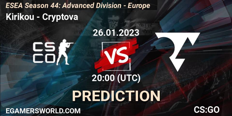 Kirikou - Cryptova: прогноз. 08.02.23, CS2 (CS:GO), ESEA Season 44: Advanced Division - Europe
