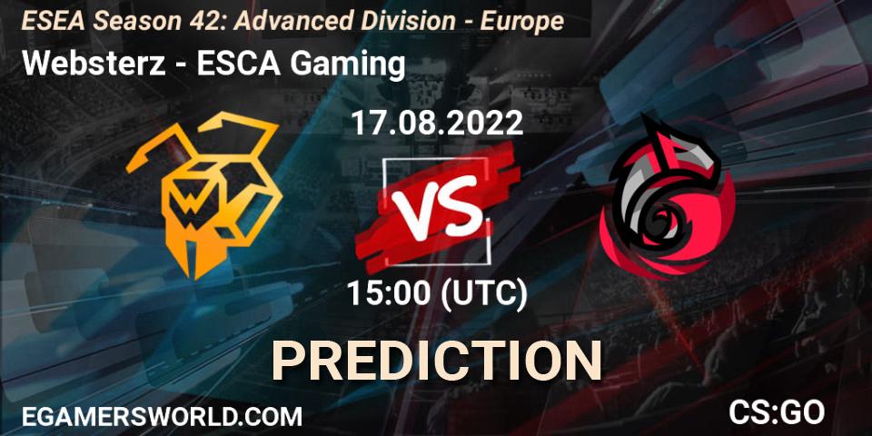 Websterz - ESCA Gaming: прогноз. 17.08.22, CS2 (CS:GO), ESEA Season 42: Advanced Division - Europe
