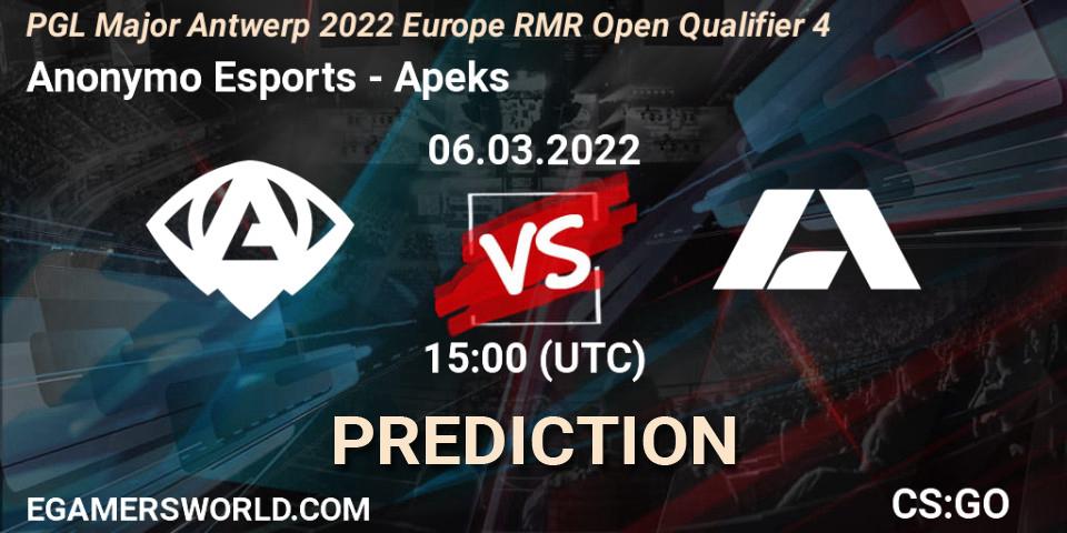 Anonymo Esports - Apeks: прогноз. 06.03.22, CS2 (CS:GO), PGL Major Antwerp 2022 Europe RMR Open Qualifier 4