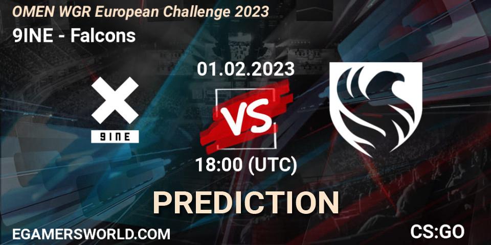 9INE - Falcons: прогноз. 11.02.23, CS2 (CS:GO), OMEN WGR European Challenge 2023
