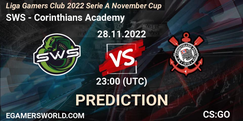 SWS - Corinthians Academy: прогноз. 28.11.22, CS2 (CS:GO), Gamers Club Liga Série A: November 2022