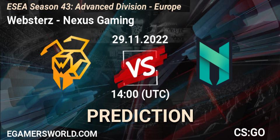 Websterz - Nexus Gaming: прогноз. 29.11.22, CS2 (CS:GO), ESEA Season 43: Advanced Division - Europe
