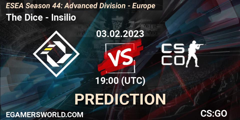 The Dice - Insilio: прогноз. 03.02.23, CS2 (CS:GO), ESEA Season 44: Advanced Division - Europe