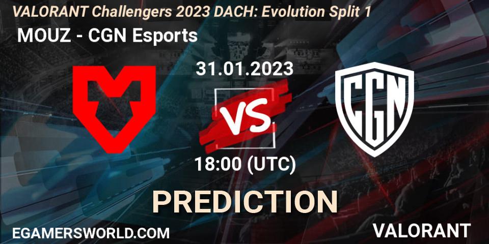  MOUZ - CGN Esports: прогноз. 31.01.23, VALORANT, VALORANT Challengers 2023 DACH: Evolution Split 1