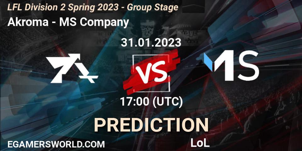 Akroma - MS Company: прогноз. 31.01.23, LoL, LFL Division 2 Spring 2023 - Group Stage