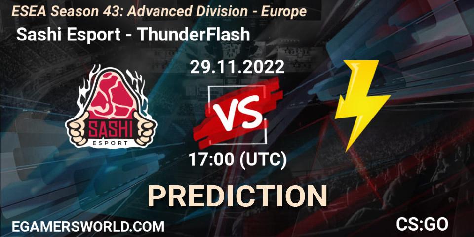  Sashi Esport - ThunderFlash: прогноз. 29.11.22, CS2 (CS:GO), ESEA Season 43: Advanced Division - Europe