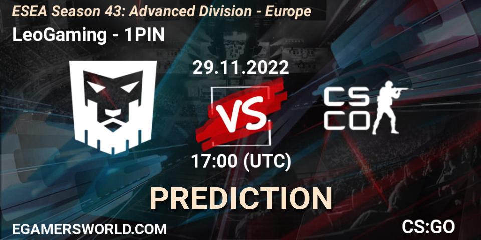 LeoGaming - 1PIN: прогноз. 29.11.22, CS2 (CS:GO), ESEA Season 43: Advanced Division - Europe