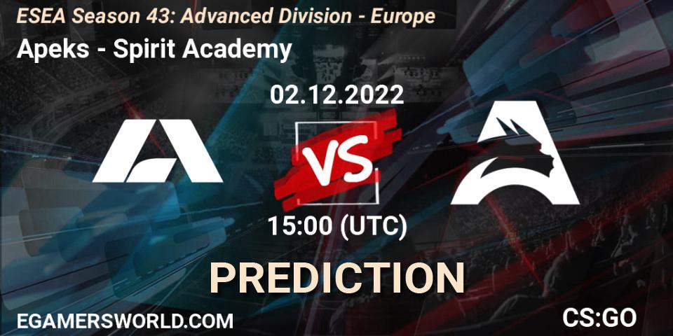 Apeks - Spirit Academy: прогноз. 02.12.22, CS2 (CS:GO), ESEA Season 43: Advanced Division - Europe