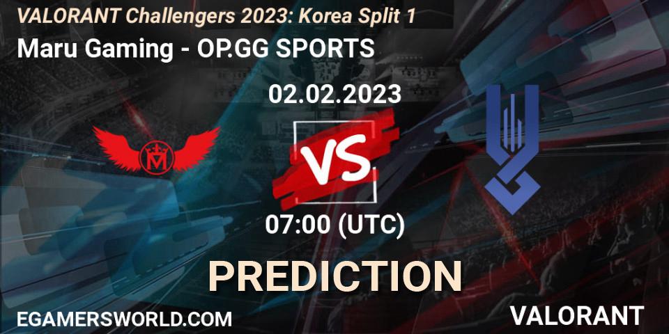Maru Gaming - OP.GG SPORTS: прогноз. 02.02.23, VALORANT, VALORANT Challengers 2023: Korea Split 1
