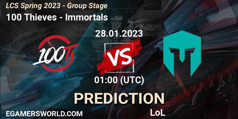 100 Thieves - Immortals: прогноз. 28.01.23, LoL, LCS Spring 2023 - Group Stage
