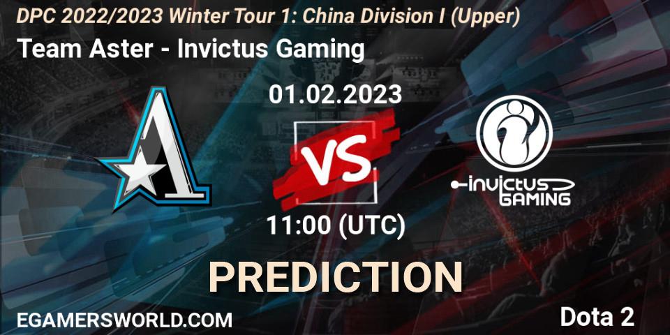 Team Aster - Invictus Gaming: прогноз. 01.02.23, Dota 2, DPC 2022/2023 Winter Tour 1: CN Division I (Upper)