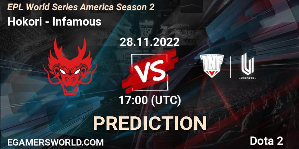 Hokori - Infamous: прогноз. 28.11.22, Dota 2, EPL World Series America Season 2