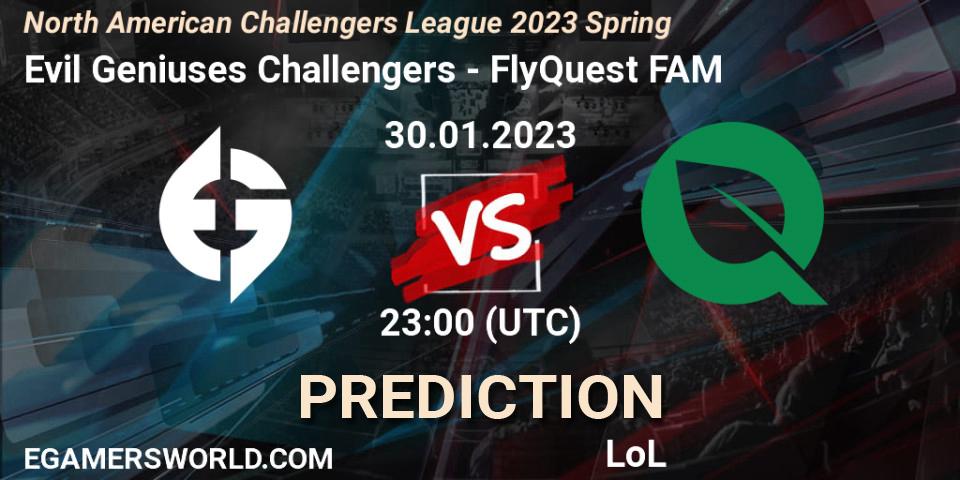 Evil Geniuses Challengers - FlyQuest FAM: прогноз. 30.01.23, LoL, NACL 2023 Spring - Group Stage