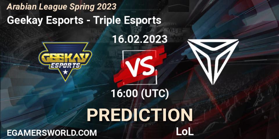 Geekay Esports - Triple Esports: прогноз. 16.02.23, LoL, Arabian League Spring 2023