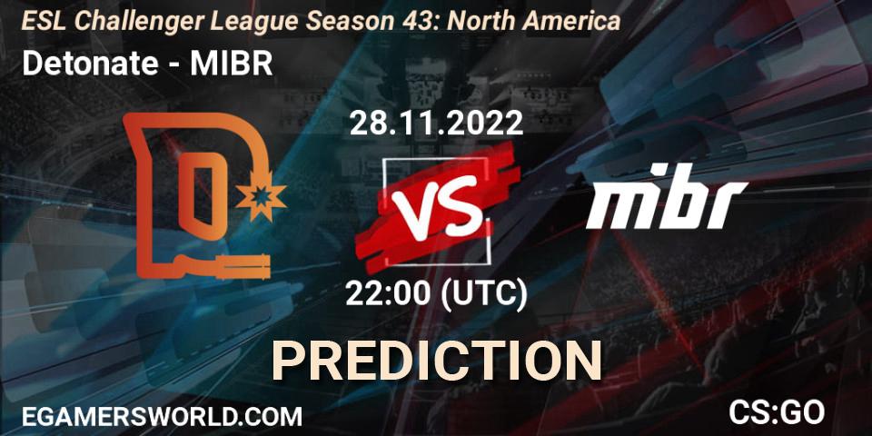 Detonate - MIBR: прогноз. 28.11.22, CS2 (CS:GO), ESL Challenger League Season 43: North America