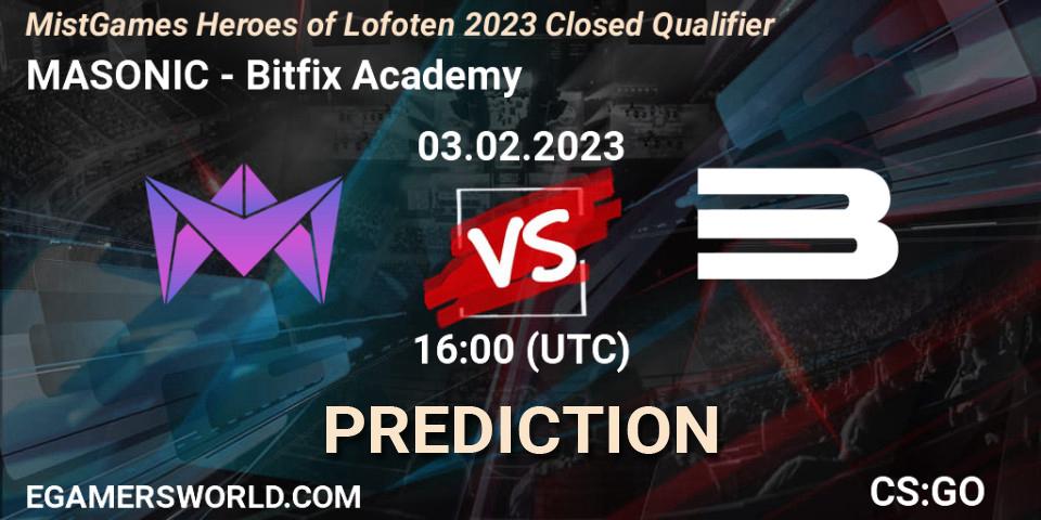 MASONIC - Bitfix Academy: прогноз. 03.02.23, CS2 (CS:GO), MistGames Heroes of Lofoten: Closed Qualifier